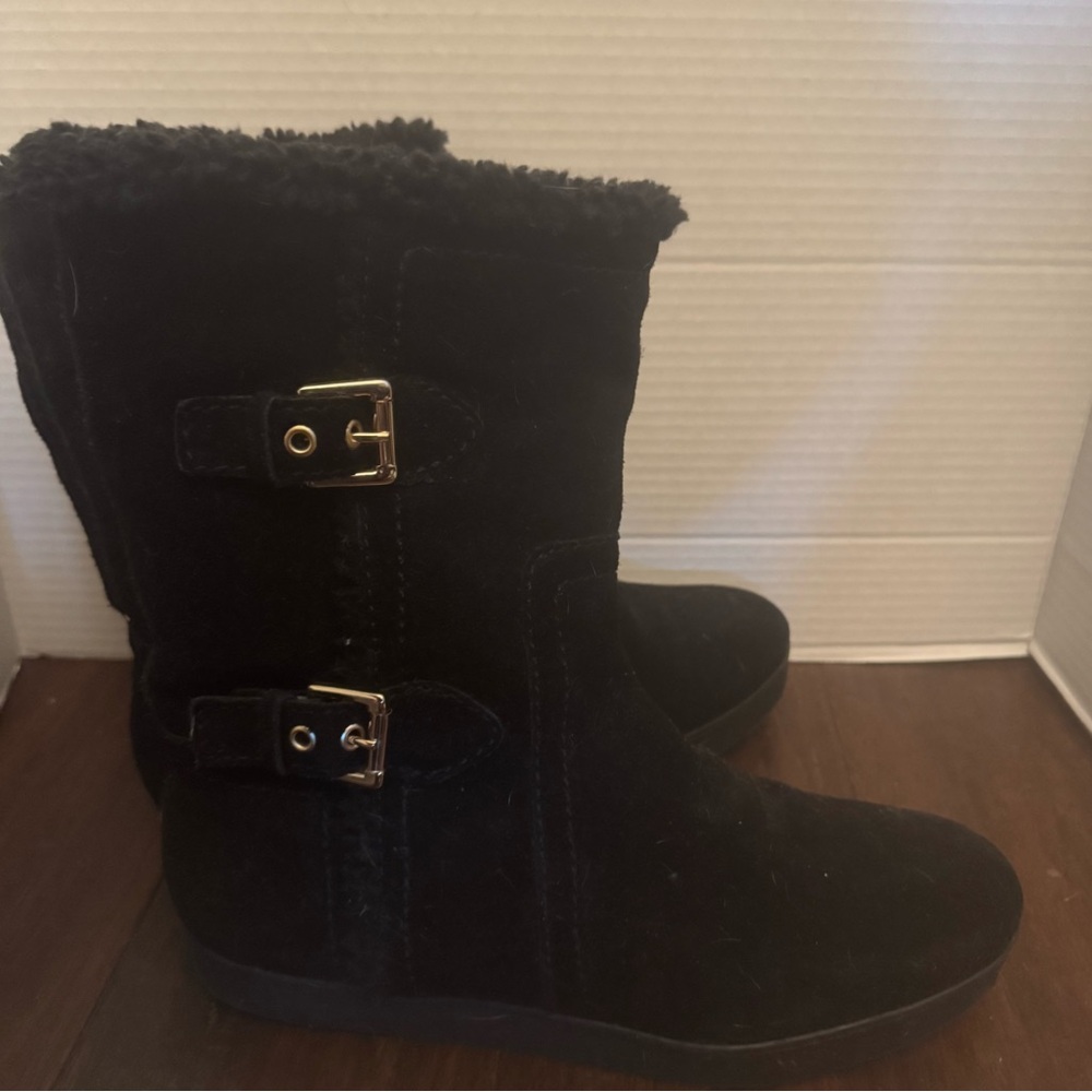 Talbots Women’s Black Suede Leather 10" Mid Calf Zipper Closure Boots Size 8.5